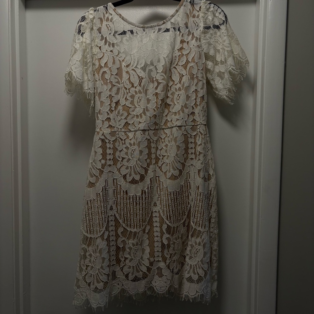 Lulu's Cream Lace Midi Dress